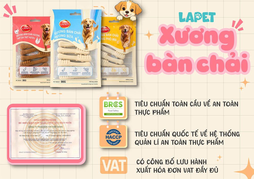 Bánh Thưởng Cho Chó INU Fonti Lapati Xương Gặm Bàn Chải 90g