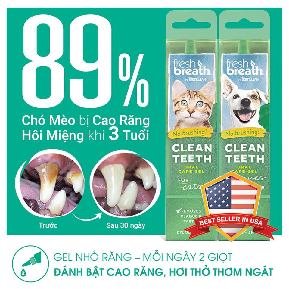 Gel Vệ Sinh Răng Miệng Chó Mèo TropiClean Fresh Breath (Chai lớn 59ml) - Paddy Pet Shop