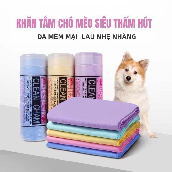 Khăn Tắm Chó Mèo Siêu Thấm Hút Có Hộp Đựng (Lớn 66x43cm)