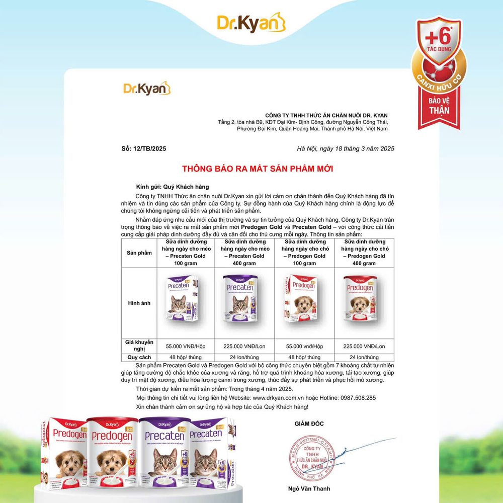 Sữa Bột Cho Chó Dr.Kyan Predogen Hương Vanilla