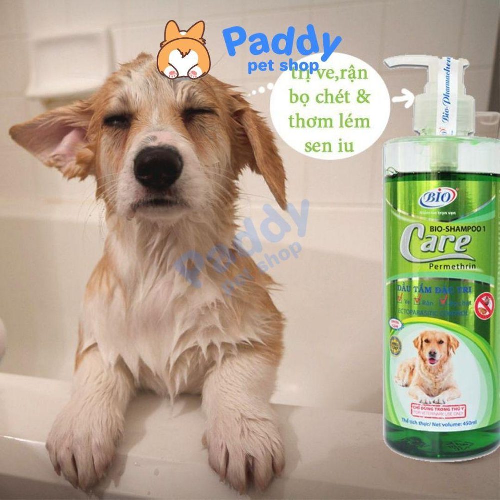 Sữa Tắm Trị Rận Cho Chó Mèo Bio Care Permethrin 450ml - Paddy Pet Shop