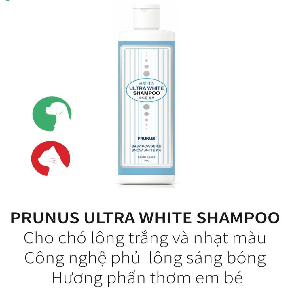 Sữa Tắm Siêu Trắng Lông Chó Mèo Prunus Ultra White 500ml - Paddy Pet Shop