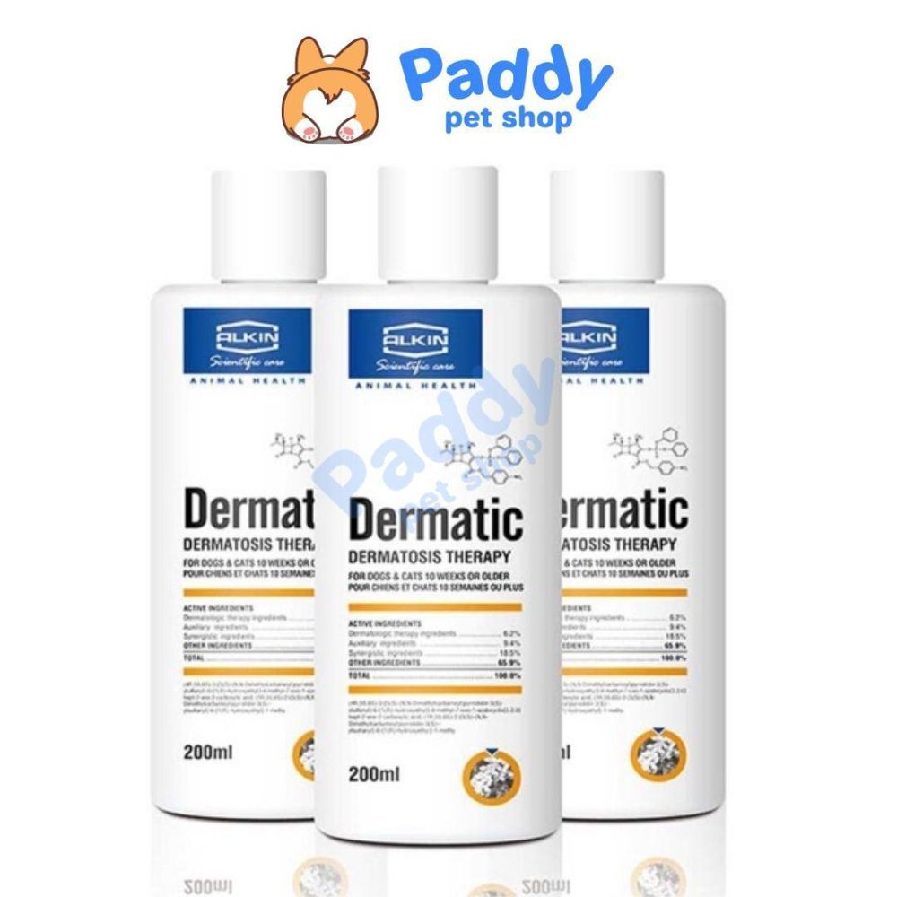 Sữa Tắm Dermatic Trị Vảy Gàu, Mưng Mủ Nặng Cho Chó Mèo (200ml) - Paddy Pet Shop