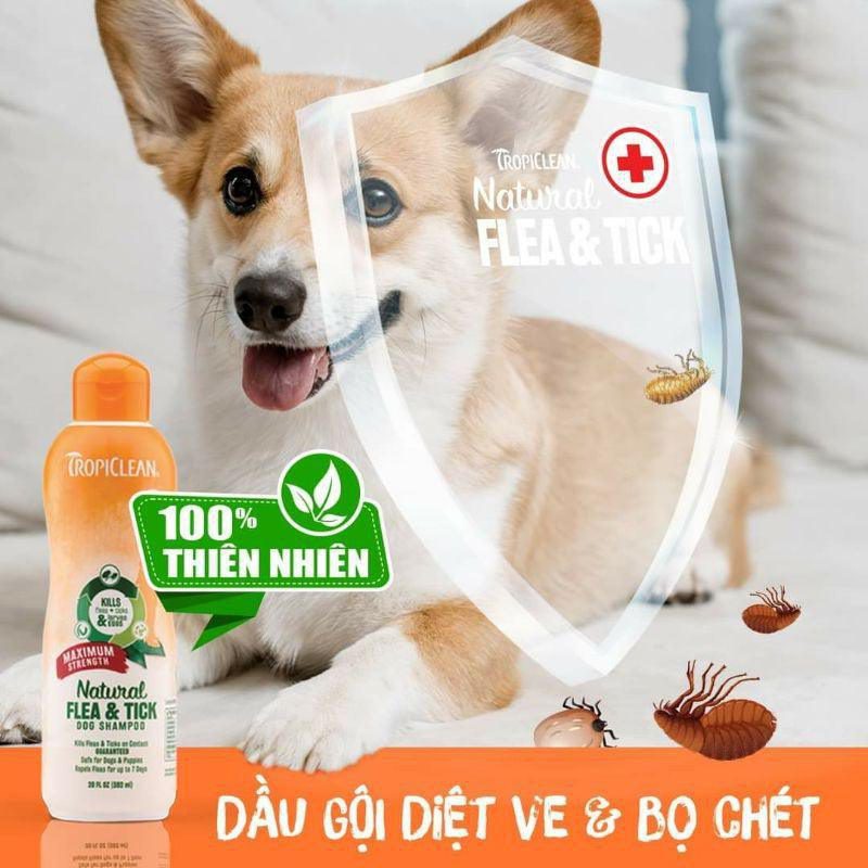 Sữa Tắm & Xịt Trị Ve, Bọ Chét Cho Chó Mèo Tropiclean Natural Flea & Tick (Mỹ) - Paddy Pet Shop