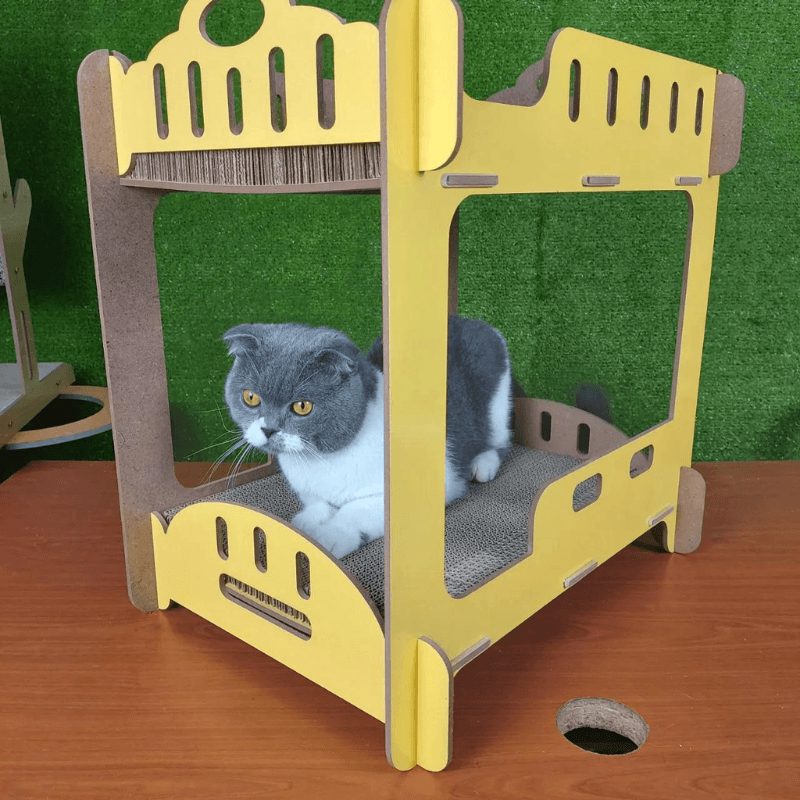 Bàn Cào Móng Mèo Gỗ Mix Giấy Nhiều Mẫu (Tặng Kèm Cỏ Mèo) - Paddy Pet Shop