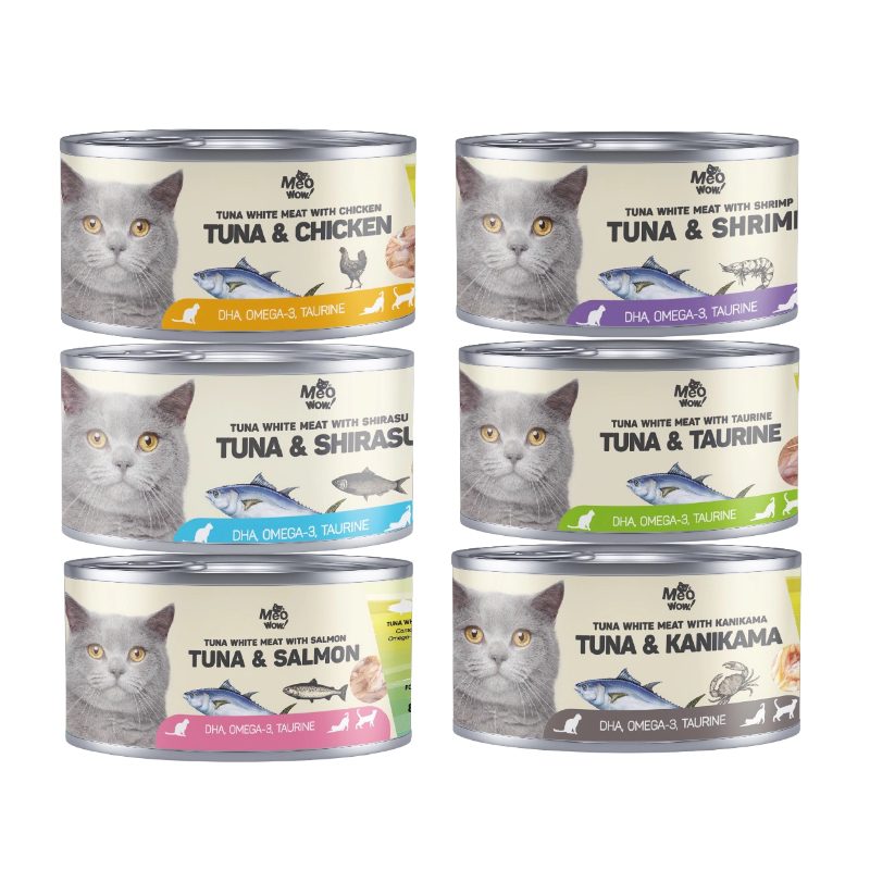 Pate Cho Mèo Meowow Súp Cá Ngừ Trắng Nguyên Miếng Lon 80g